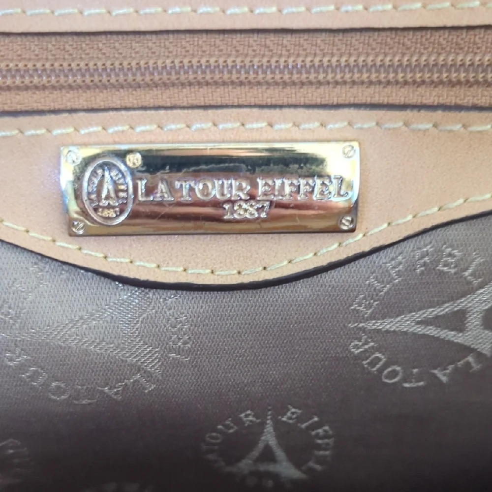 Brown And Tan Leather Patterned Handbag - Picture 7 of 13